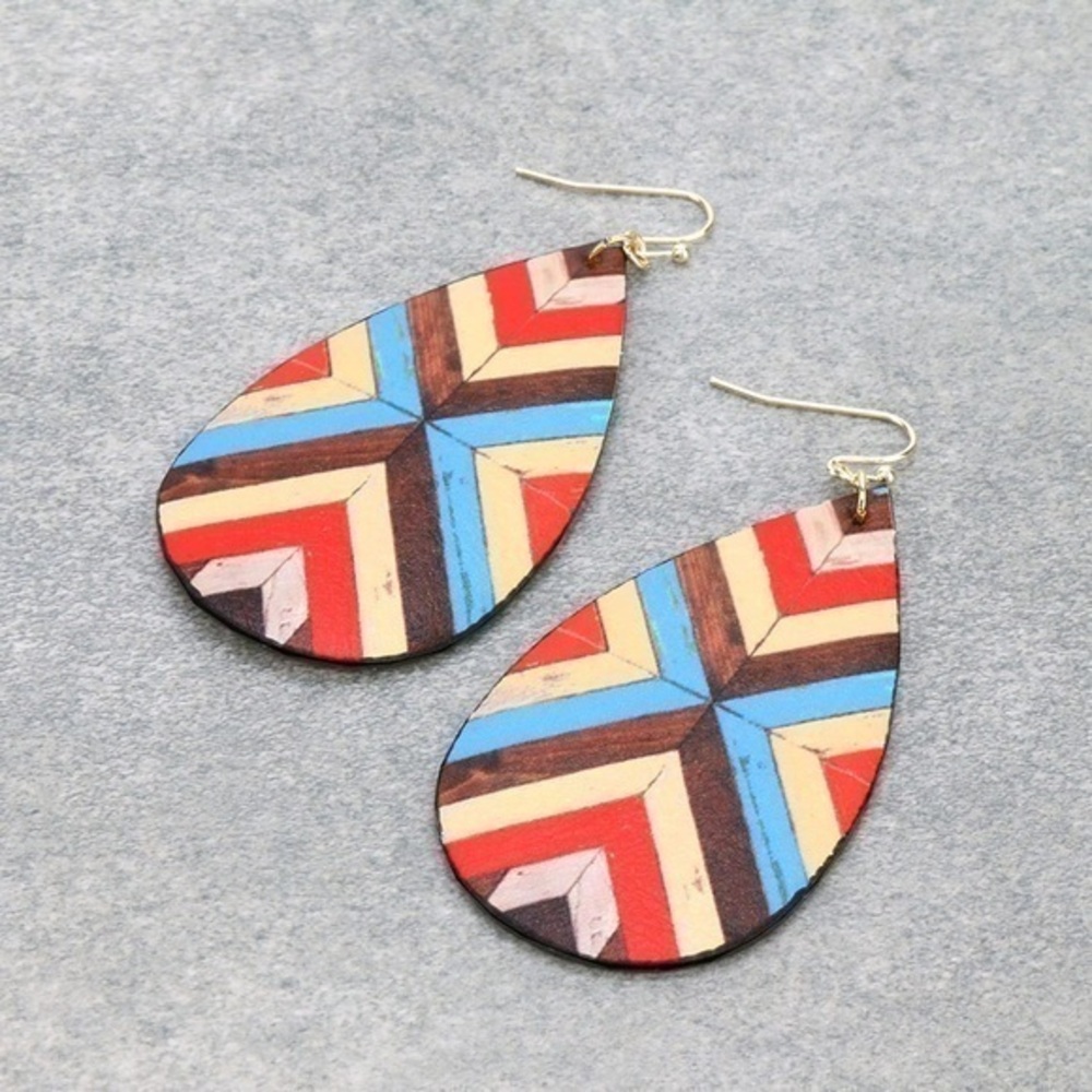 Western Style Teardrop Leather Dangle Earrings